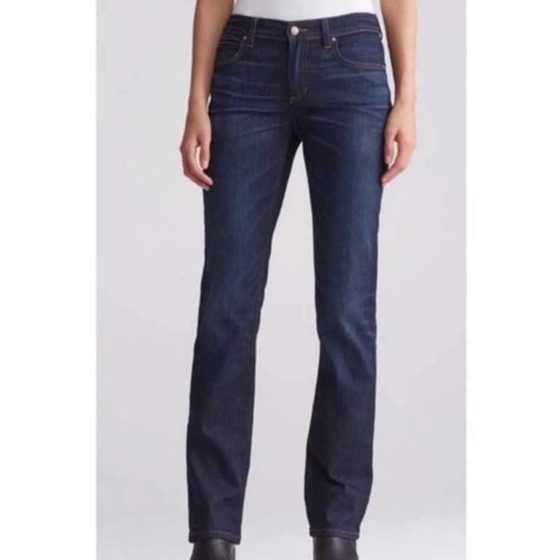 Eileen Fisher Organic Cotton Dark Wash Straight Leg Blue Denim Jeans, Size 8